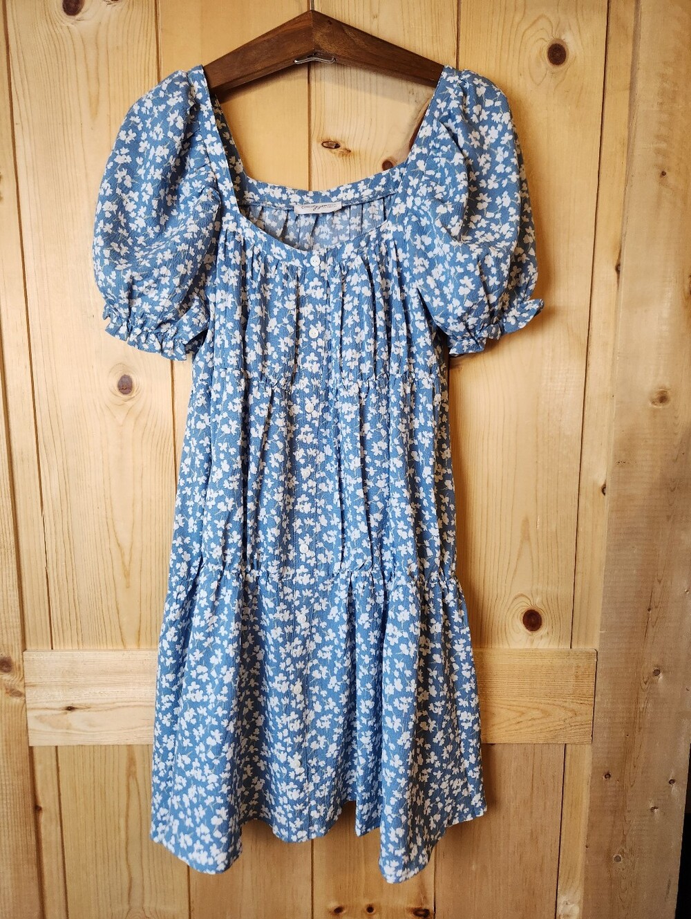 Carly Jean Los Angeles Clarissa Floral Puff Sleeve Tiered Flirty Dress